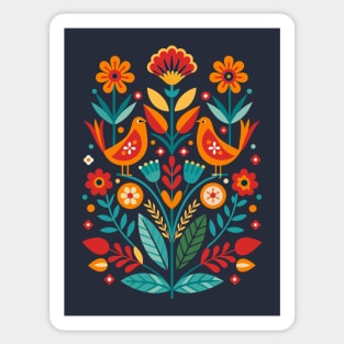 Romanian Folklore Floral Design Sticker